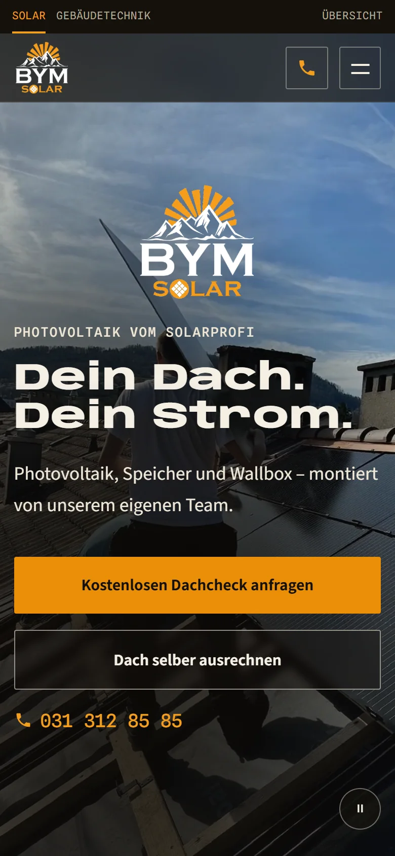 Neue Website von BYM Solar auf dem Handy
